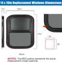 2 Pack Vertical RV Windows, 14" W x 16" H Tinted Sliding RV Window with Net Screen and Trim Ring, Suitable for 1-1/8" Thick Walls, DOT Approved