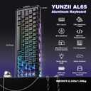YUNZII AL65 Wireless Mechanical Keyboard, Full Aluminum CNC,Support QMK/VIA Software Gasket Structure,60% Hot Swappable with RGB Backlit BT/2.4G/USB-C for Mac/Windows(Black, Gateron Zero)