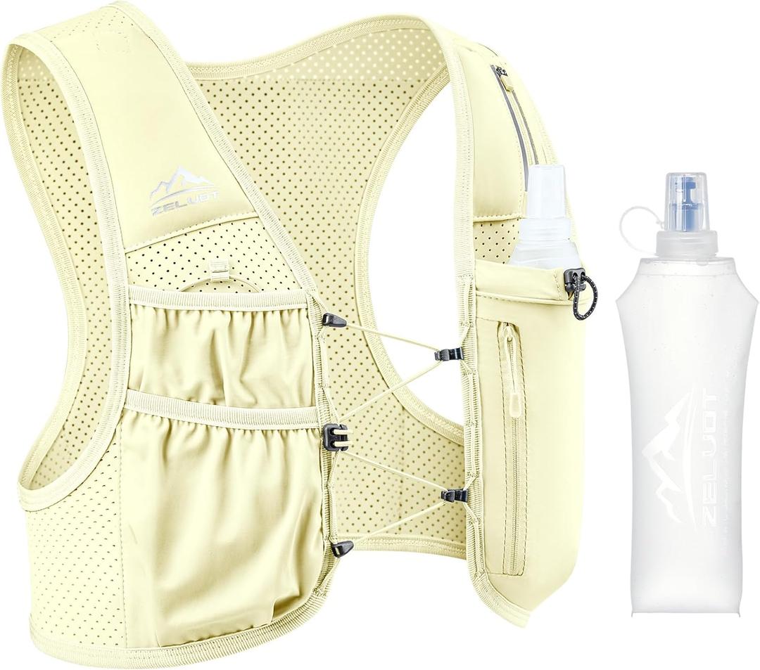 Zelvot Running Vest for Women Men, USA Original Patent, Adjustable Chest Straps Running Hydration Vest with 500ml Soft Flask, Lightweight Reflective Hydration Backpack for Marathon
