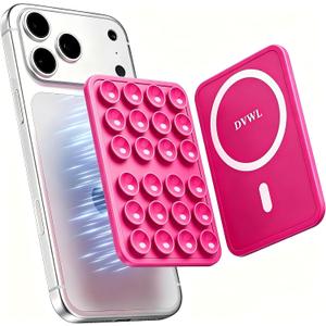 3 x Magnetic Suction Cup Phone Mount for iPhone 12-17 Series, Hot Pink | Magsafe Compatible | Removable Hands-Free Selfie & Video & Makeup & Vlogs | TikTok Creator/Influencer Content Accessory
