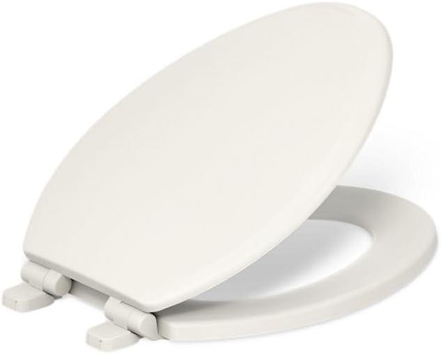 KOHLER 20454-96 Ridgewood Elongated Soft Close Toilet Seat, Quiet Close, Wood Toilet Seat, Home Essentials, Biscuit