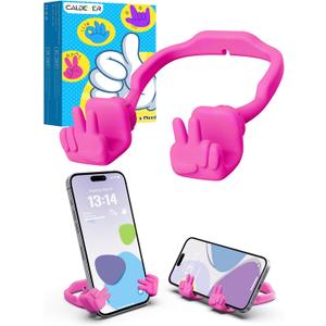 Valentines Day Gifts for Teens Girls Boy Kids Cell Phone Stand: Upgrade Adjustable Peace Sign Thumbs Lazy Phone Holder for Desk Cool Gadgets for iPhone Birthday Gifts for Teenager Adults (Hot Pink) (1)