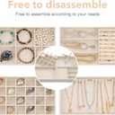 Jewelry Drawer Organizer Tray Set of 4 Stackable Velvet Jewelry Trays Drawer Inserts Organizer Case Set for Women Jewlery Storage Display Tray for Earrings, Rings, Necklaces, Bracelets, Watch (Beige)