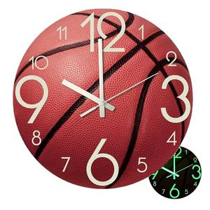 Valentoria Wall Clock Basketball WallClock 12 Inch Luminous Silent for Bedroom, Living Room, Birthday Chritmas Gifts Present for Kids Son Boys Baby Children NBA Basketball NCAA Fans (Basketball L)