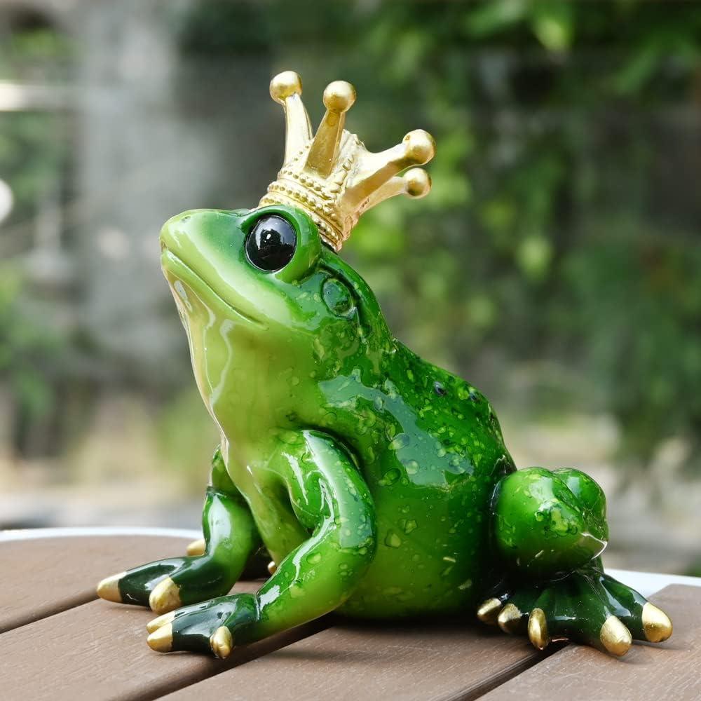 Frog Crown Prince Prime Bedroom Ornament Collectible Cute Figurine Statue Home Office Desk Bookcases Decorations Gifts for Women Sister Lover Room Decor Cake Topper