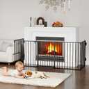 127.5" Extra Wide Baby Gate for Fireplace Christmas Tree, Configurable 5 Metal Panels Baby Fence, Child Gate for Wide Openings with Anti-Trip Pedal, Long Kid Gate for Dog Pet, 28'' Tall Black