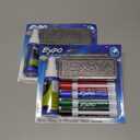 EXPO Low Odor Dry Erase Marker Set with White Board Eraser and Cleaner Chisel Tip Dry Erase Markers Assorted Colors 6 Piece Set with Whiteboard Cleaner