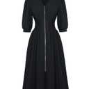 GRACE KARIN Womens Summer Midi Dress 2026 A Line Business Office Work Dress Fit and Flare Zipper 3/4 Sleeve Dress with Pocket, M