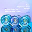 MAGICYOYO K2 Crystal Professional Finger Spin Yoyo, Responsive Yoyo for Kids 8-12 & Beginners, Durable PC Plastic Yo-yo, Includes 12 Yo yo Strings, Glove & Bag (Crystal Green)