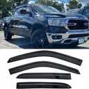Tape-on Side Car Window Visor Rain Guards Vent Deflectors for 2009-2018 Dodge RAM 1500 2500 3500 Crew Cab Truck Accessories Smoke Tinted 4pcs