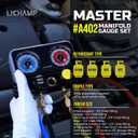 Lichamp HVAC R410A Manifold Gauge Set AC R134A, Freon R22 R32 410A 134A Diagnostic Manifold Gauge with Hose Kit Air Conditioner Refrigerant Recharge Kit