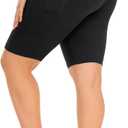 MOREFEEL Plus Size 8" Biker Shorts with Pockets for Women  High Waisted Tummy Control Black Yoga Shorts (XL-4XL)