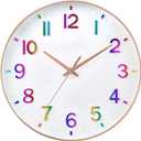 HZDHCLH Kid Wall Clocks Battery Operated,12 inch Silent Non Ticking Modern Wall Clock for Nursery Kids Room Living Room Bedroom Kitchen Office Classroom Decor (Gradient)