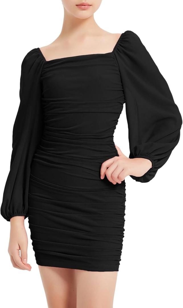 EXARUS Girls Dress Teen Long Sleeve/Cami/One Shoulder Dance Tweens Easter Party Formal Graduation Tight Bodycon HOCO Dresses (12 Years)