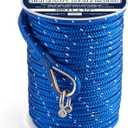 RainierSupplyCo Boat Anchor Rope - Double Braided Marine Rope Anchor Line - 100/150 / 200/300 ft Nylon Boating Line with 316 Stainless Steel Thimble and Heavy Duty Marine Grade (Royal Blue with reflective stripe)