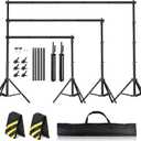 Backdrop Stand 10 x 7.5 FT for Photography Studio, Adjustable Photo Backdrop Stand Kit for Parties, Background Stand with Sandbags, Spring Clamps, Carrying Bag