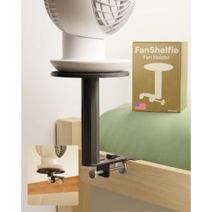 FanShelfie Adjustable Fan Holder for Dorm Room, Bunk & Lofted Bed, College Essentials for Boys & Girls, Patented Height & Distance Design, Compatible with Popular Dorm Fans, 2 Height Options (Black)