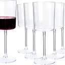YOUBET 36 Pack Clear Plastic Wine Glasses - 10 OZ Disposable Square Wine Glasses with Stem for Wedding & Party & Anniversary