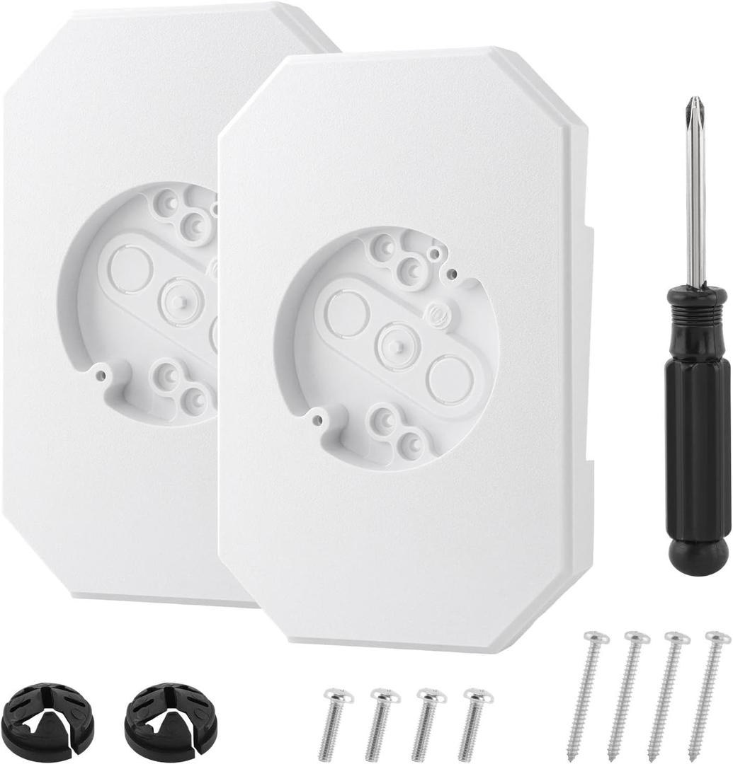 2Pack Vinyl Siding Mounting Blocks, Vertical Lamps Mounting Plate Siding Light Blocks for 1/2 inch Lap Siding, Outdoor Light Mountings Block with Built-in Electrical Box(Color:White)