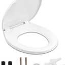 Toilet seat Round with Slow Close Hinges, Four Bumpers, Two Sets of Parts, White Toilet seat Round, Slow Close, Never Loosen and Easily Remove, Plastic, White