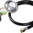 3 Feet Propane Regulator Hose with Propane Tank Gauge Universal Grill Regulator Replacement Parts, QCC1 Hose and Regulator for Most LP Gas Grill, Heater and Fire Pit Table, 3/8" Female Flare Nut