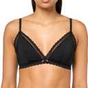 HUGO Women's Unique Lace Trim Triangle Bra (Large, Night Black)