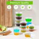 Dealusy 360 Set 2 oz Jello Shot Cups with Lids, Sturdy & Food Safe Disposable Plastic Portion Condiment Dipping Sauce Cups, Small Containers for Salad Dressing