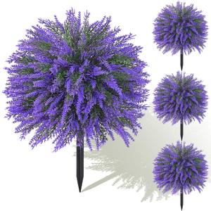 4Pcs Artificial Lavender Topiary Ball for Outdoors, 22" Fake Boxwood Shrubs