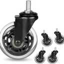 8T8 Office Chair Caster Wheels with 5/16''-18x1 Threaded Stem Caster, Heavy Duty 3" Replacement Rubber Office Chair Wheels for Smart Home Offices, Safe for Hardwood Tile Floors