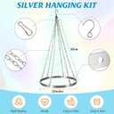 HOMAR 12inch Ceiling Drapes Hanging Kit, Silver Metal Ceiling Canopy Hoop Hardware Kit, for Wedding Party Ceiling Hanging Fabric Indoor Outdoor Decoration Round
