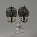 Ailejia 1Pair Peacock Curtain Holdbacks Zinc Alloy Wall Hook Hanging Ball Straps Wall Mounted Curtain (Bronze)