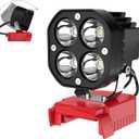 Azocek LED Work Light Compatible with Milwaukee 18V Battery, Azocek 40W 6000LM Flashlight, 18V Battery Cordless Work Light 120Adjustable with Low Voltage Protection for Outdoors and Job Site Lighting