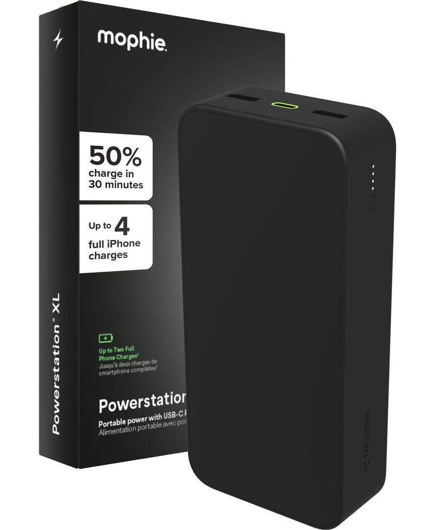 mophie Powerstation XL Power Bank 2023-20,000 mAh Large Internal Battery, (2) USB-A Ports and (1) 20W USB-C PD Fast Charging Input/Output Port, Travel-Friendly