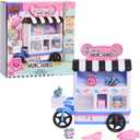 Disney Munchlings Candy Cart Playset with Lights, 13-Pieces, Color Change and Scented Figures, Kids Toys for Ages 3 Up by Just Play