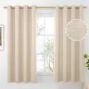 BGment Oatmeal Linen Curtains for Bedroom 63 Inch Length, No See Through Textured Privacy Window Drapes for Living Room Thick Curtain with Grommet Top Light Filtering, 2 Panels, Each 52 Inch Wide
