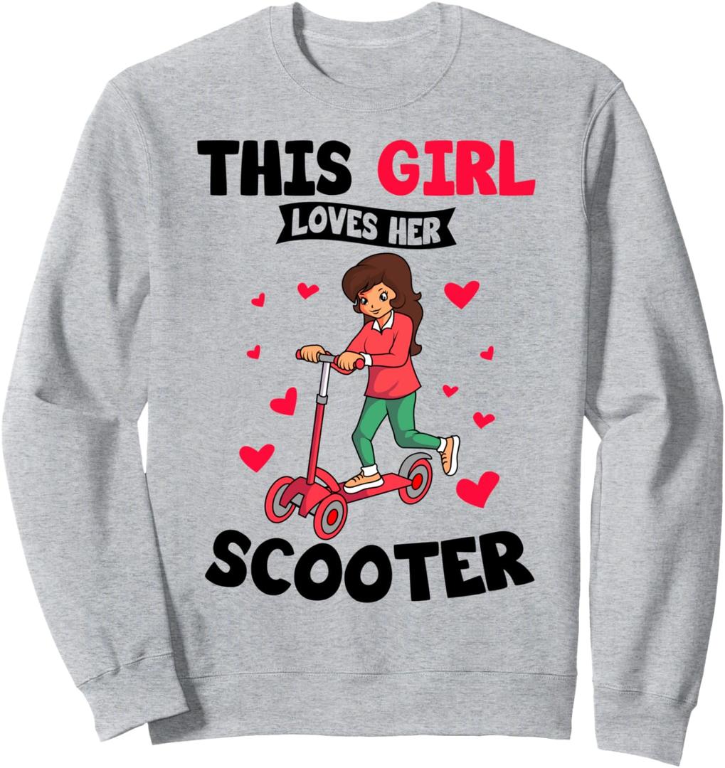 This Girl loves her Scooter Kick Scooter Girls Kids Sweatshirt, M