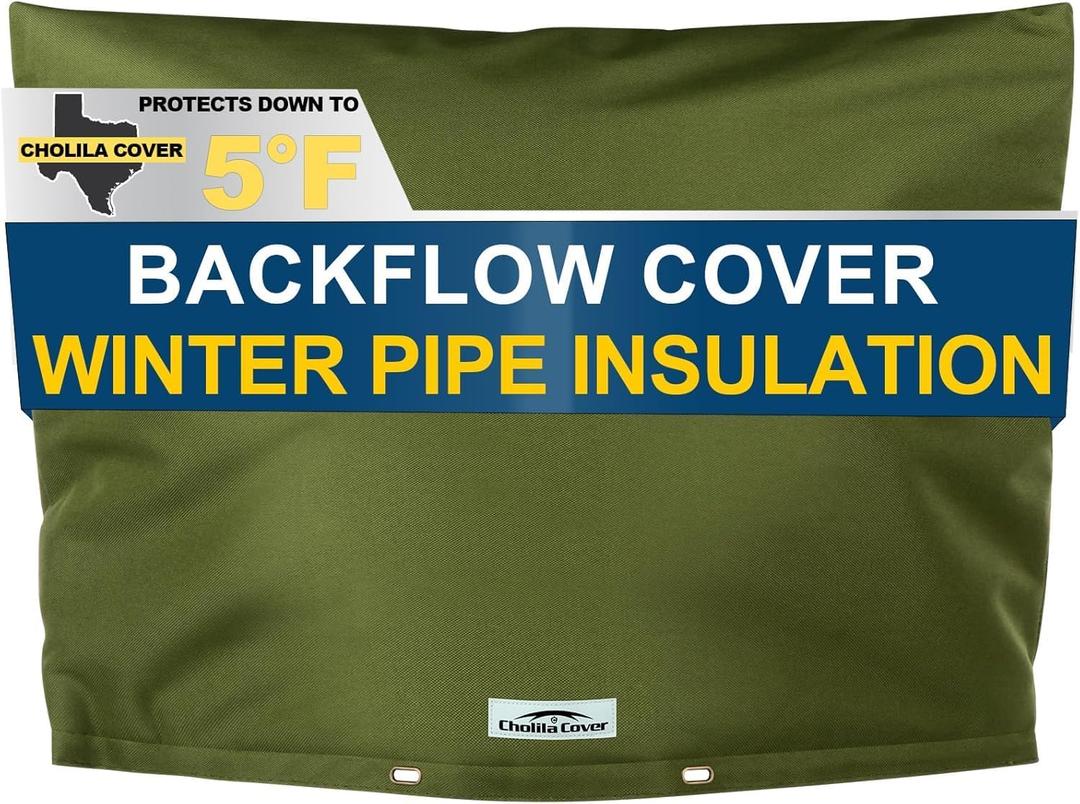 Backflow Preventer Cover Insulated (5F) with Thick 7 Layers Fabric, 30" W x 24" H with Aluminum Foil Layer for Winter Pipe Freeze Protection, Sprinkler Covers for Outside (Green)