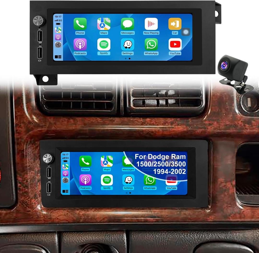 Car Radio for Dodge Ram 1500 2500 3500 19942002, Jeep Grand Cherokee 1996-1998, Wrangler 1997-2002, Chrysler Cirrus Sebring 1995-2000, 6.86'' Touchscreen Stereo Carplay Android Auto GPS FM BT Camera