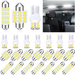 Tallew 24 Pieces Dome Light LED Car Bulb Kit Set T10 31 mm 42 mm LED Festoon Bulbs Interior Replacement for Car Map Door Courtesy(White)