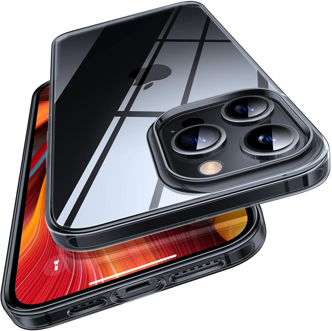 TORRAS Crystal Clear for iPhone 16 Pro Max Case, [Anti-Yellowing][Military-Grade Protection], Slim Translucent Anti-Scratch Back, Soft Bumper, Non-Slip Protective Phone Cover, Translucent Black 6.9"