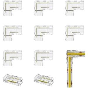 PAUTIX 8mm 2-Pin COB Connector 8pcs L-Shaped/Corner Connectors,Reusable Solderless Adapter Terminal Extension Connection,2pcs Gapless Strip to Strip Connectors for COB LED Strip Lights,SMD LED Strips
