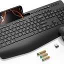 Wireless Keyboard and Mouse Combo, 2.4G Lag-Free Keyboard Set with Ergonomic Wrist Rest, Phone Holder, Silent Keyboard Cordless Set for Computer, Batteries Included, Laptop, PC, Mac, Windows -SABLUTE