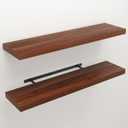 Floating Shelves for Wall, 9.3" Deep Wall Mounted Wood Shelves for Bathroom, Bedroom, Living Room, Kitchen, Hanging Shelf for Books/Storage/Room Decor (Walnut, 40"), 40" Set of 2