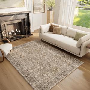 Washable Rugs for Living Room: 5x7 Area Rugs for Bedroom Ultral Soft Non-Slip Stain Resistant Vintage Boho Large Carpet for High-Traffic Dining Room - Farmhouse Decor