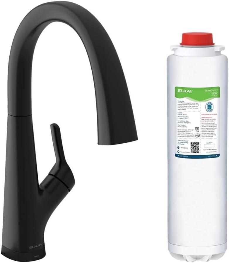 Elkay LKAV7051FMB Avado Single Hole 2-in-1 Kitchen Faucet with Filtered Drinking Water Matte Black