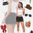 Danysu Stretchy Mini Skorts Low Waist Skirt with Shorts Side Slit 2026 Sports Daily Going Out Outfits (Black, M)