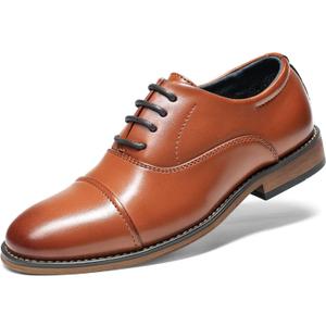 Bruno Marc Boy's Classic Oxfords Dress Shoes (9 Toddler, Brown)