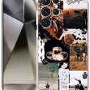 Vintage Cowboy Aesthetic Wild West Life Collage,Trendy Cool Soft TPU Bumper Case for Galaxy S24 Ultra