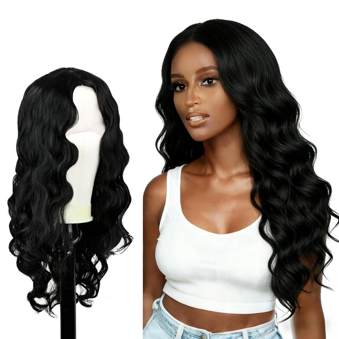 Long Wigs for Black Women 26 Inch Lace Front Wigs 180% Density Wear Glueless Wig Machine Made Natural Color (26 Inch)