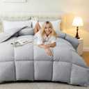 Luxury King Size Feather Down Comforter, High Fill Power Fluffy Duvet Insert, 100% Cotton Cover Skin-Friendly, Medium Weight for All Season Bedding with Corner Tabs, (106 x 90 Grey) (King (U.S. Standard))